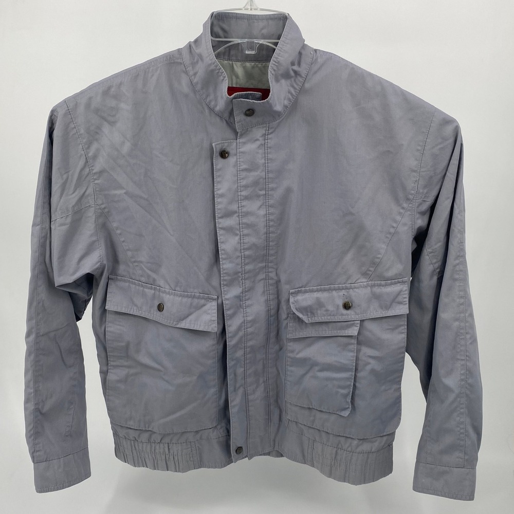 London Fog Winning Edge Jacket Gray Size 40 REG Bomber Harrington Coat‎ VTG READ